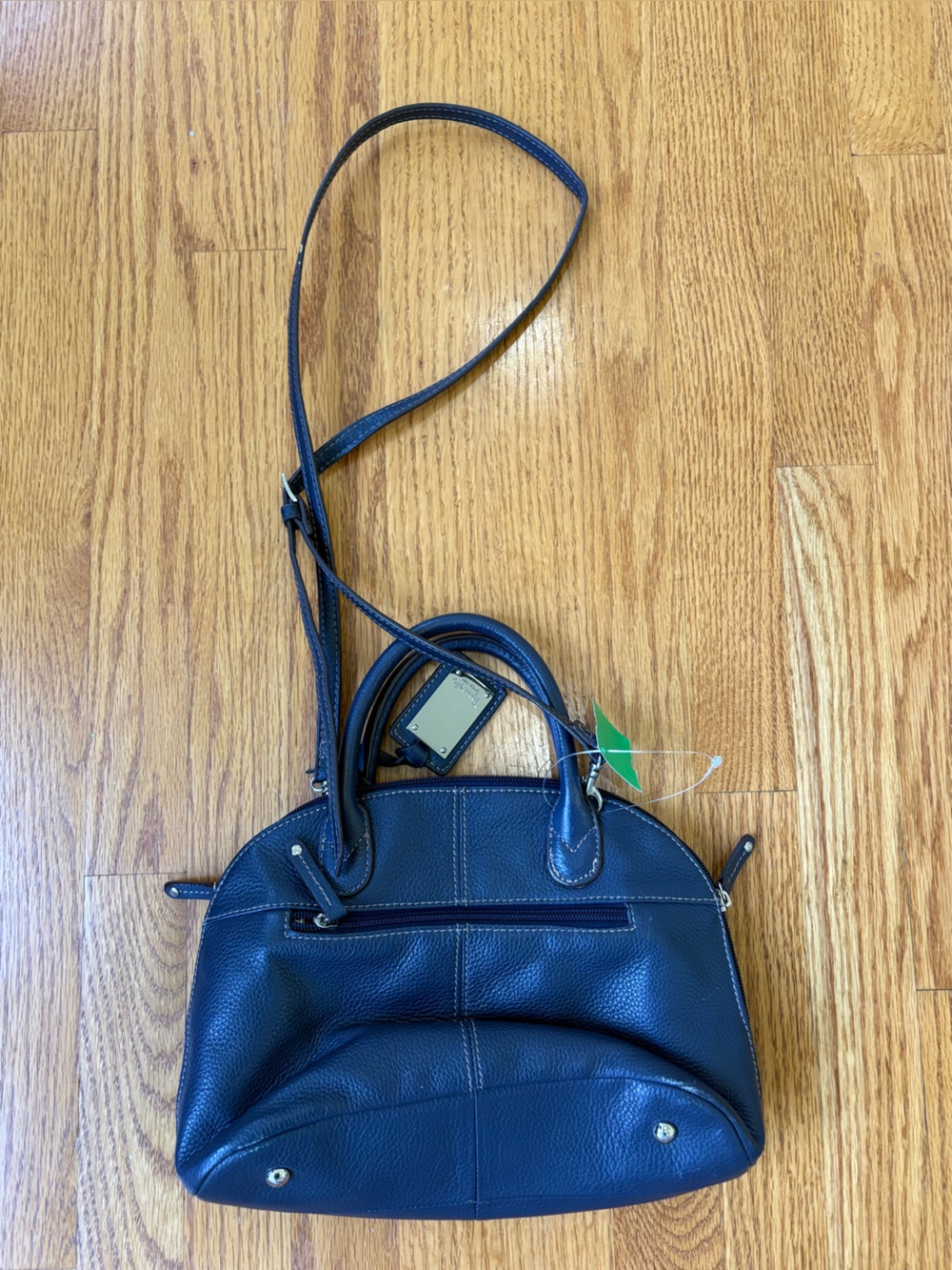 Tignanello Navy Pebbled Leather Saddle Crossbody